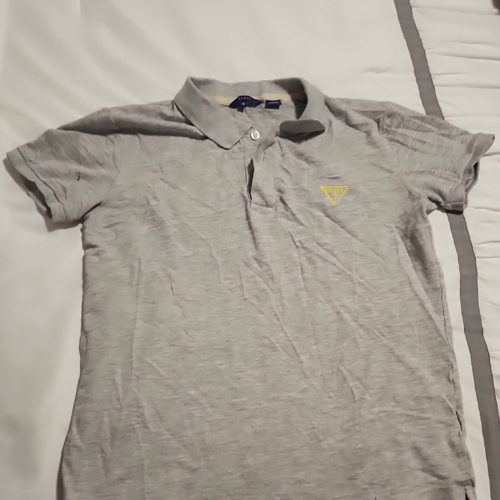 Guess Light Gray Polo Shirt with Yellow Logo